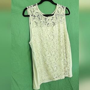 Plus Size XXL White Adrianna Papell Lace Sleeveless Blouse Top